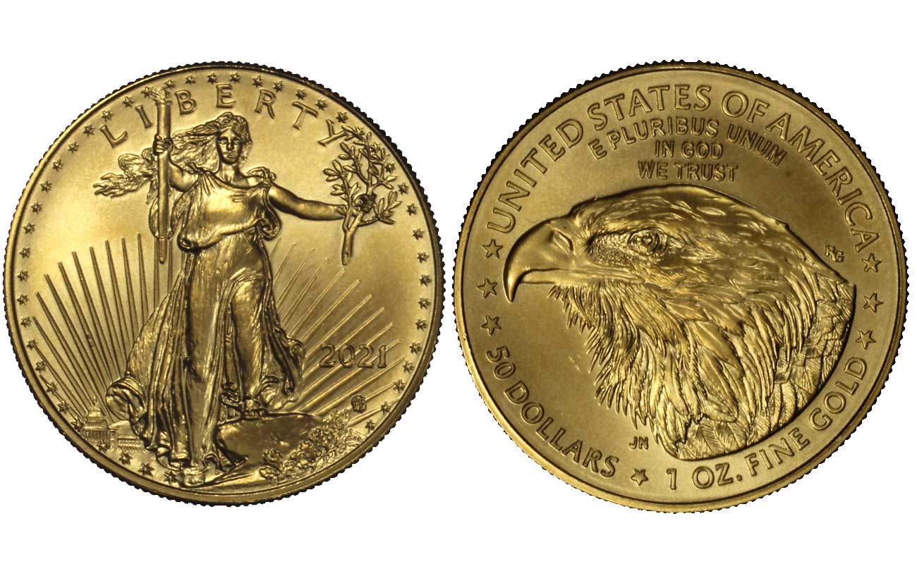 "American Eagle" - 50 dollari gr. 33,931 in oro 917/ - NUOVO DISEGNO