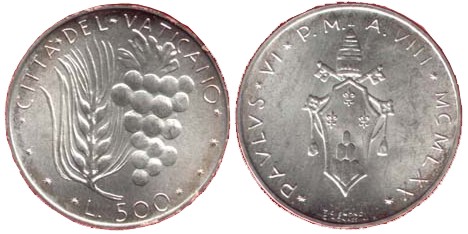 Papa Paolo VI - 500 Lire gr. 11,00 in arg. 835/ - Lotto di 20 pezzi