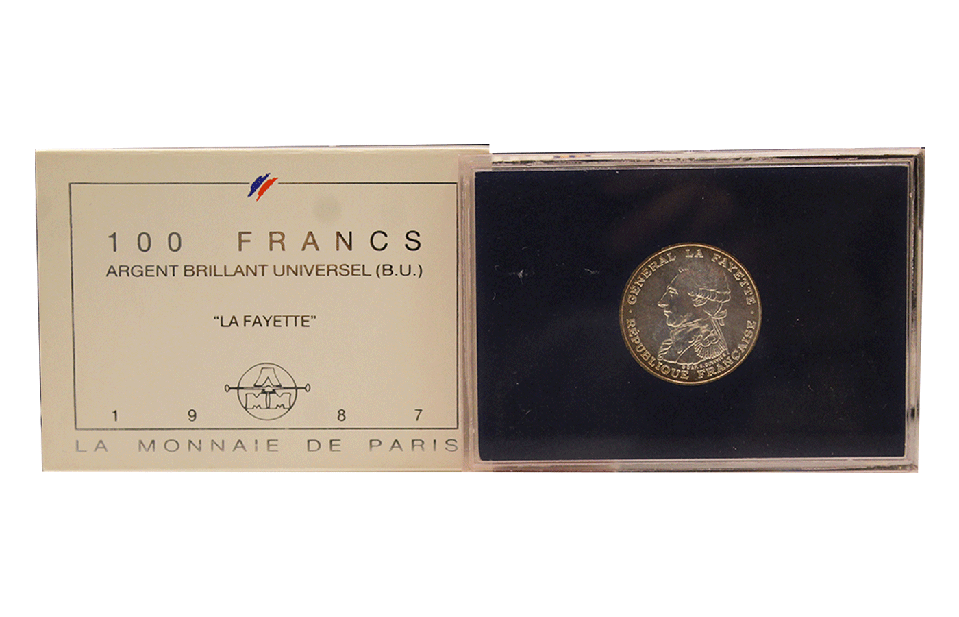 "La Fayette" - 100 Franchi gr. 15,00 in arg. 950/ - In slab