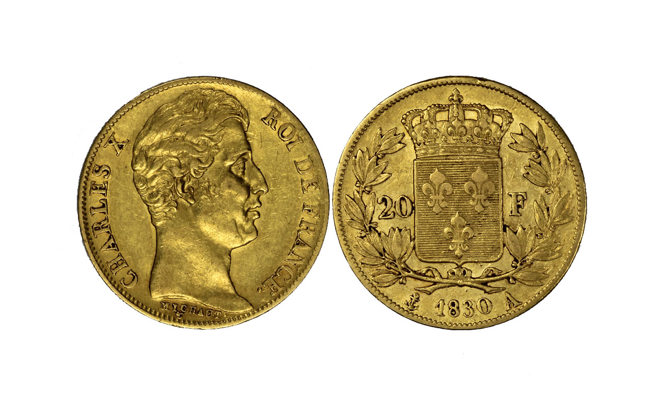 Carlo X - 20 franchi gr. 6.45 in oro 900/