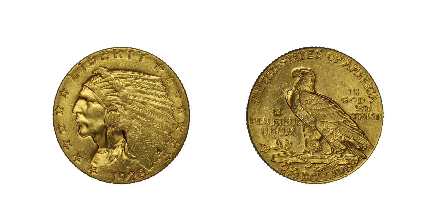 Indiano 2,5 dollari gr. 4,18 in oro 900/000