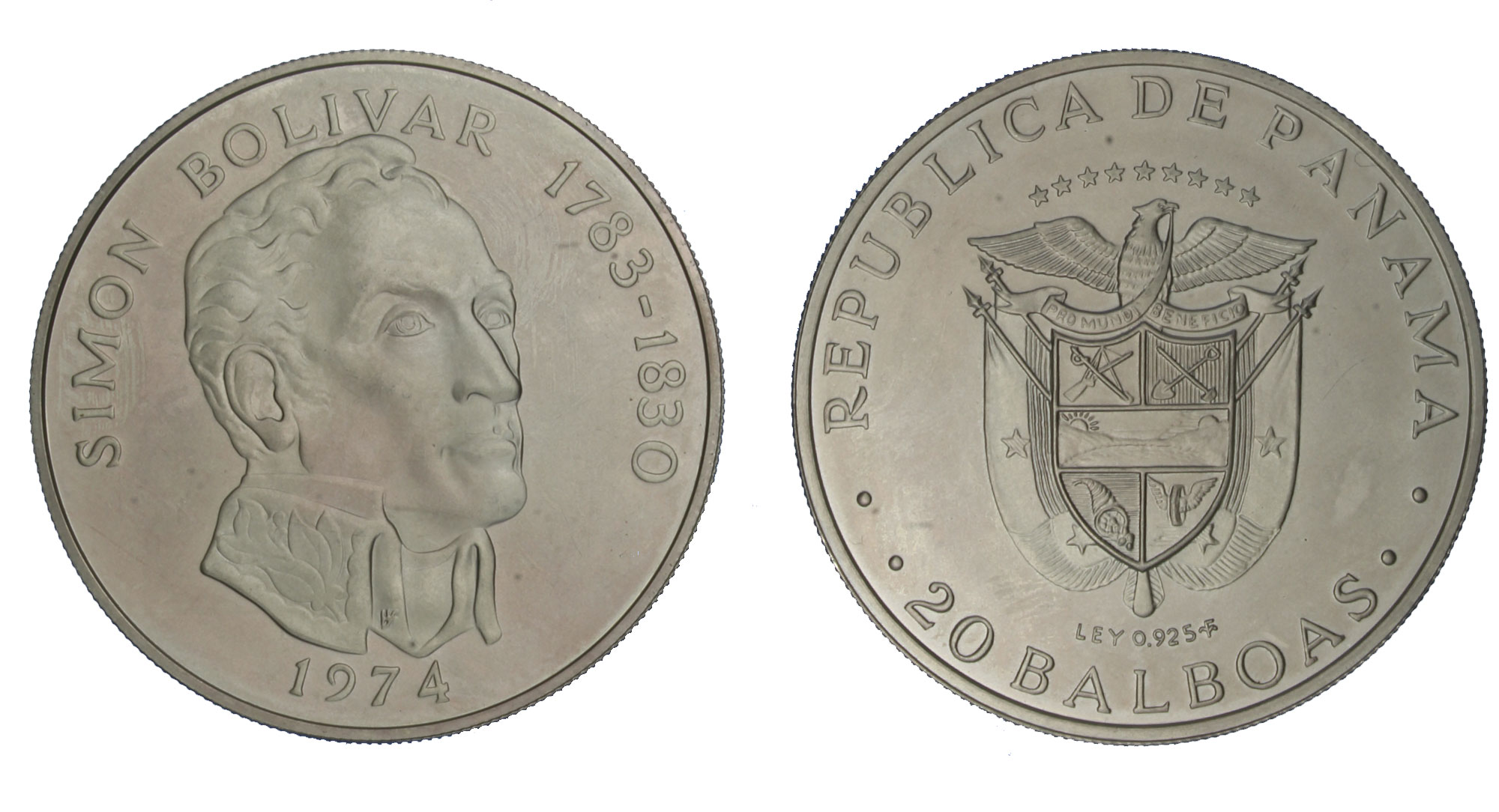 Simon Bolivar - 20 Balboas gr. 129,50 in ag. 925/000