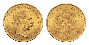 Mezzo Marengo Austriaco - 4 fiorini gr. 3,22 in oro 900/000 