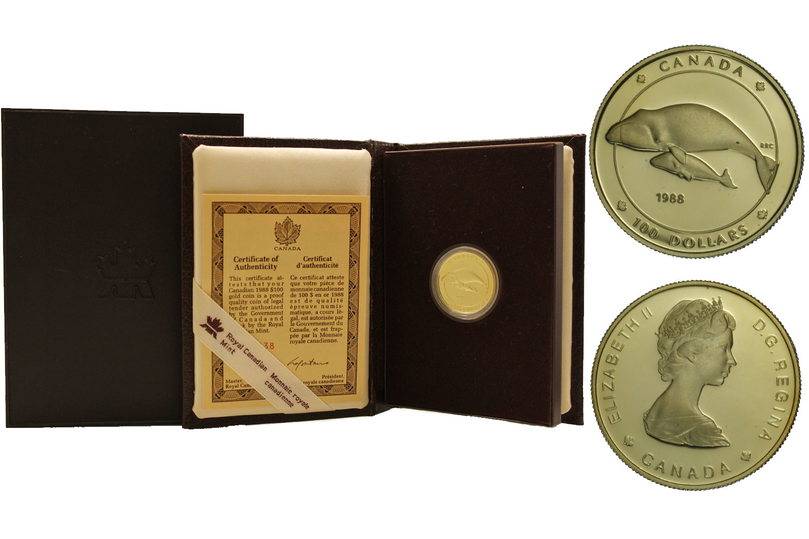 "Balena Boreale" 100 dollari gr. 13,34  in oro 583/000 - conf. originale