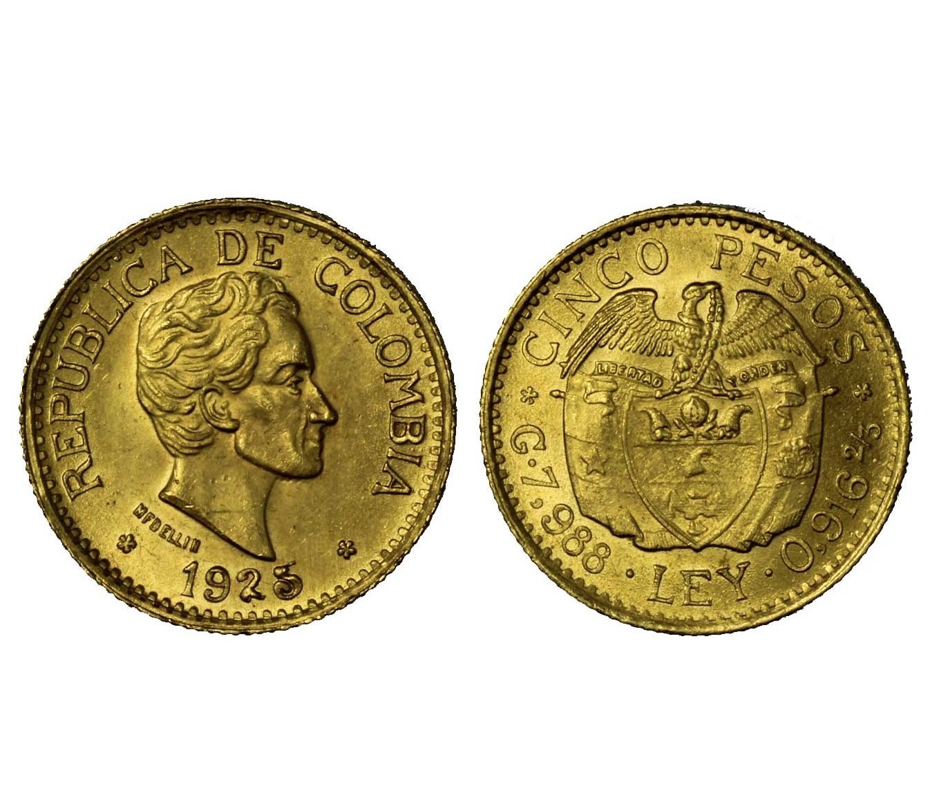 Repubblica - 5 pesos gr. 7,98 oro 917/000- PREZZO SPECIALE!!