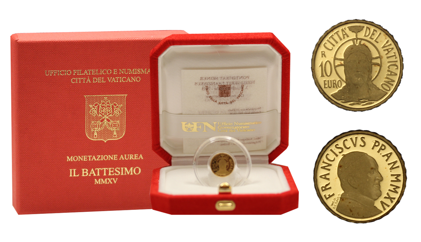 "Il Battesimo" - 10 euro gr. 3,00 in oro 917/ 