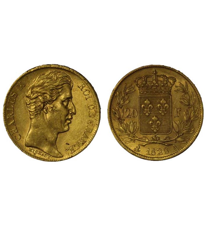 Carlo X - 20 franchi gr. 6,45 in oro 900/000 