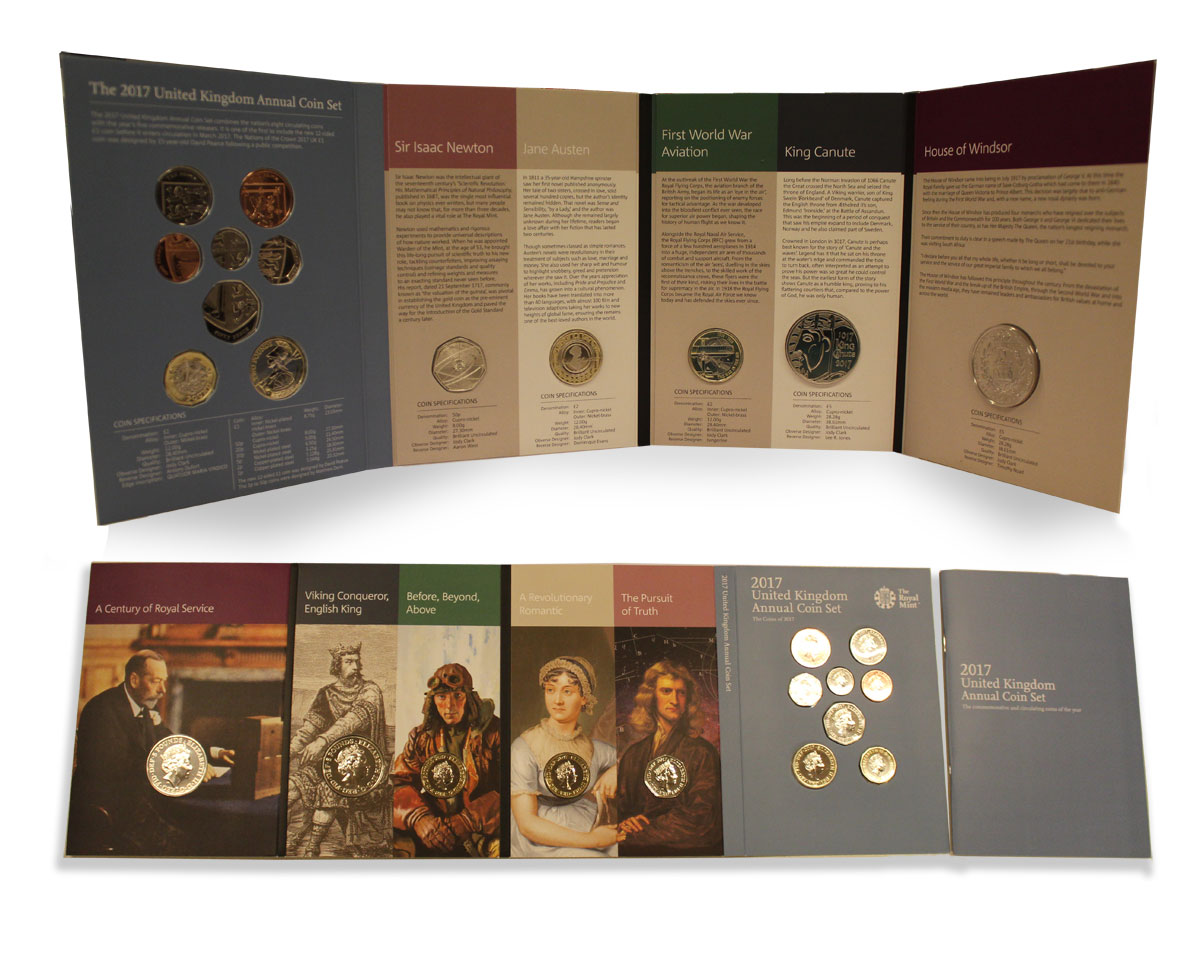 Serie annuale completa di 13 monete fior di conio con nuova moneta da 1£ da 12 lati 
