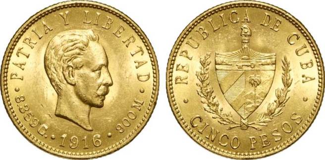5 pesos gr. 8,36 in oro 900/000