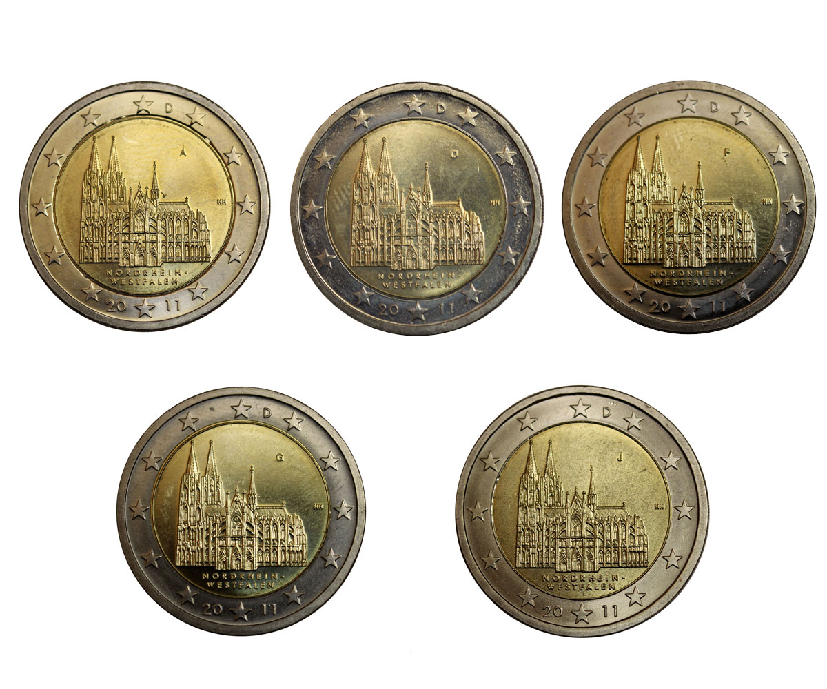 "Duomo di Colonia" - zecche A - D - F - G - J - serie di 5 monete da 2 euro