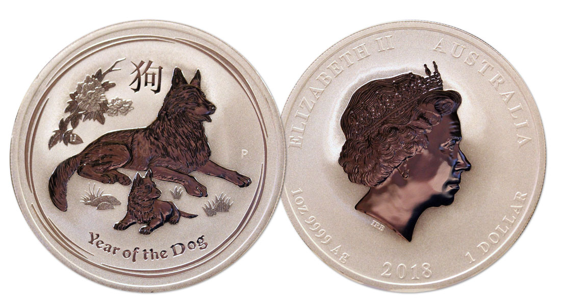 Calendario Cinese Nuovo Tipo - Anno del Cane - moneta 1 dollaro (1 oncia) gr. 31,10 in ag. 999/ 