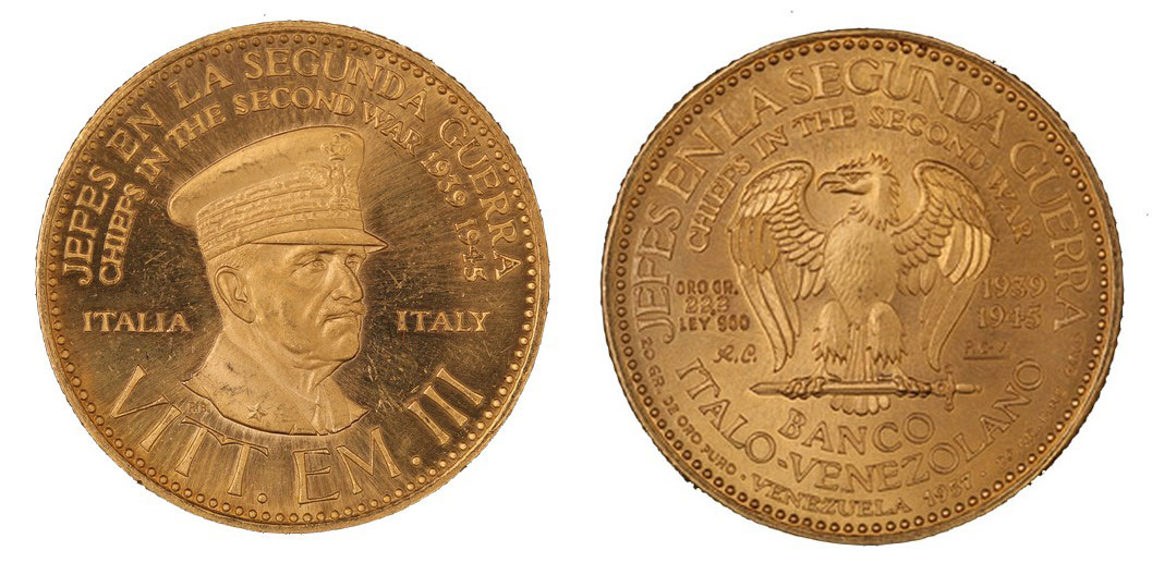 Banco Italo Venezuelano "Vittorio Emanuele III" - Caciques gr. 22,20 in oro 900/000