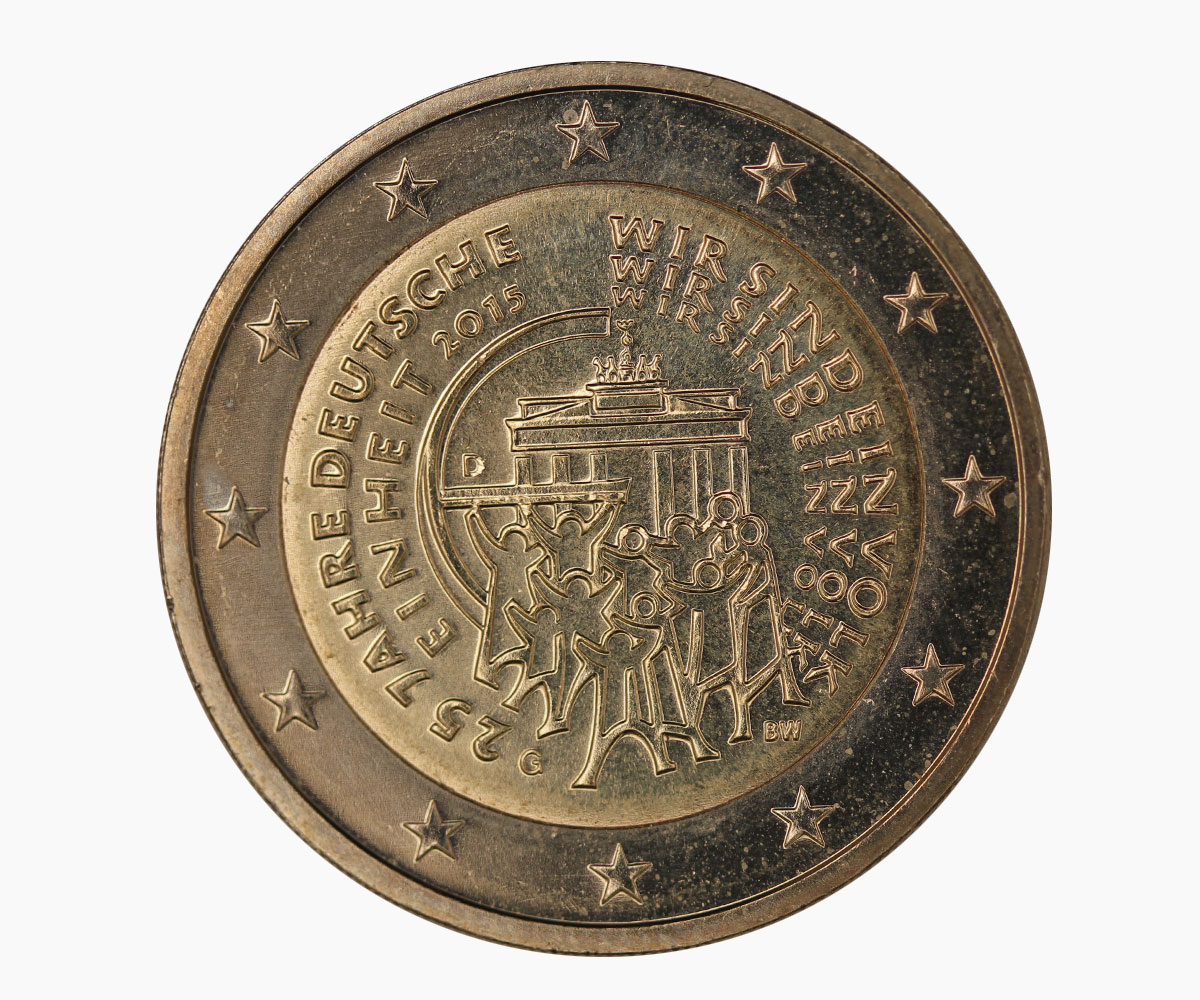 "25 Ann. dell'Unificazione Tedesca" - zecca G - moneta da 2 euro