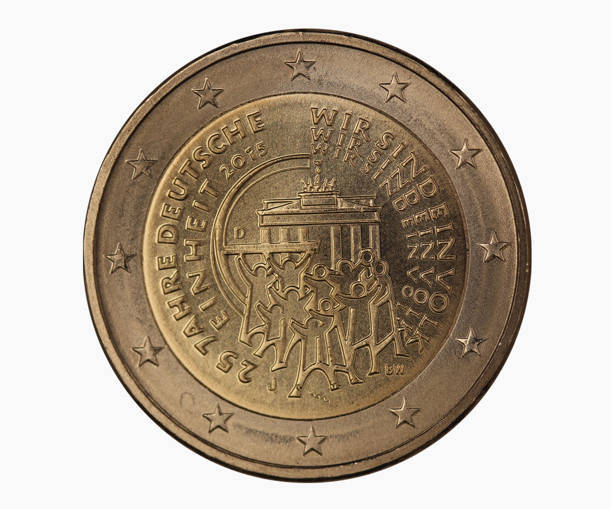 "25 Ann. dell'Unificazione Tedesca" - zecca J - moneta da 2 euro