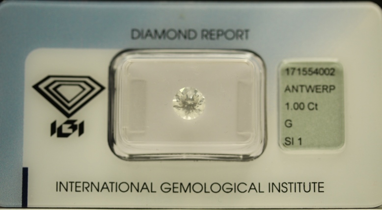 Diamante Rotondo a Brillante di ct. 1.00 - Purezza SI1 - Colore G - Certificato IGI Anversa