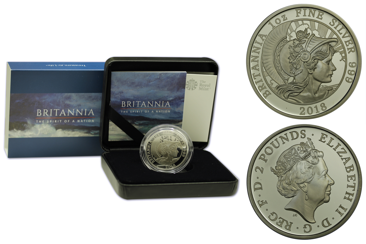 "Britannia" - Moneta da 2 pounds gr. 31,20 in ag 999/000