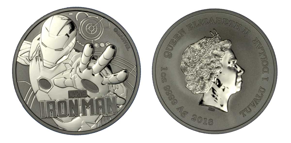 "Marvel - Iron Man" - Moneta da 1 dollaro (1 oncia) gr. 31,10 in ag 999/
