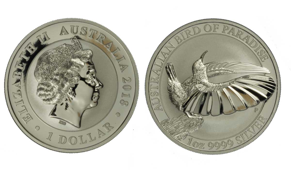 "Uccello del Paradiso" - Moneta da 1 Dollaro gr.31,10 in ag.999/000