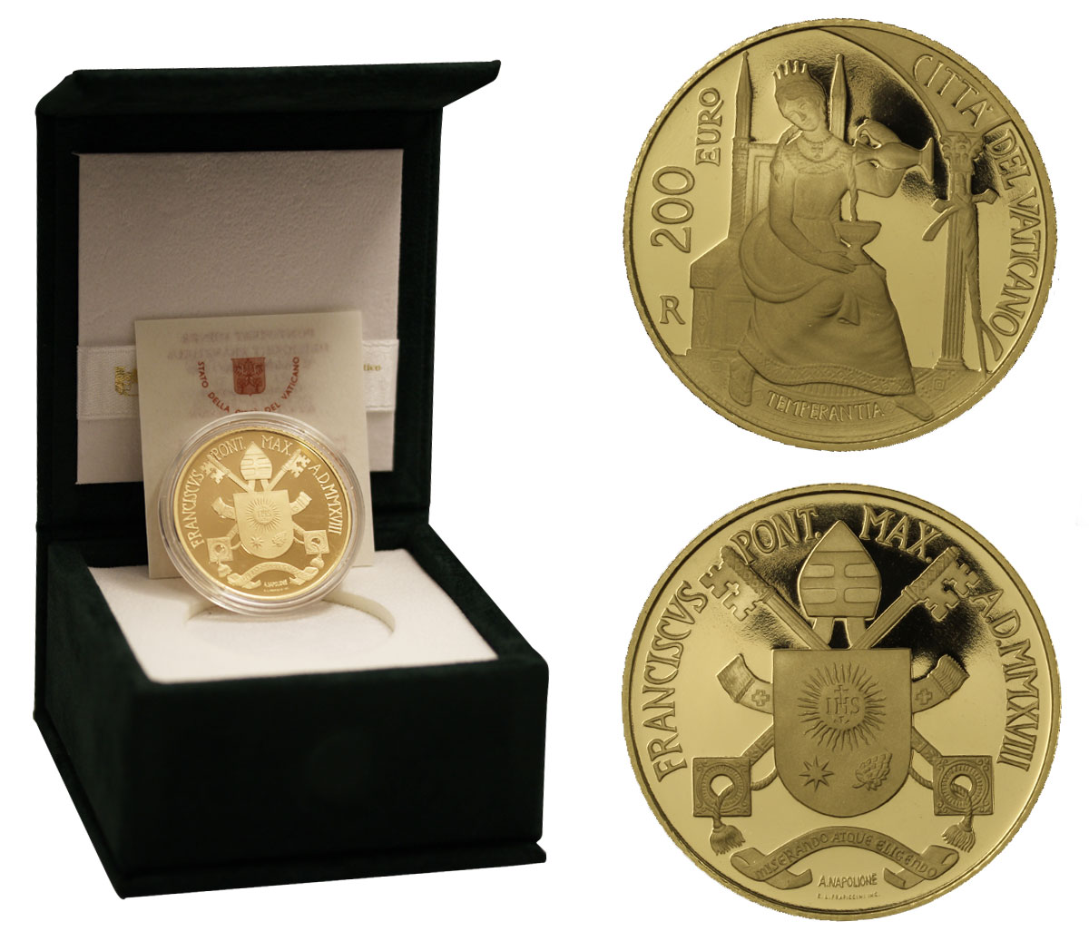 "Le virt cardinali - La Temperanza" - 200 euro gr. 40,00 in oro 917/000 