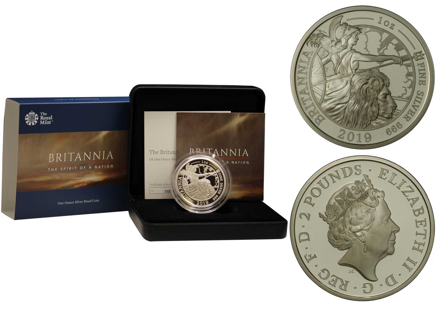 "Britannia" - Moneta da 2 sterline gr. 31,20 in ag 999/000