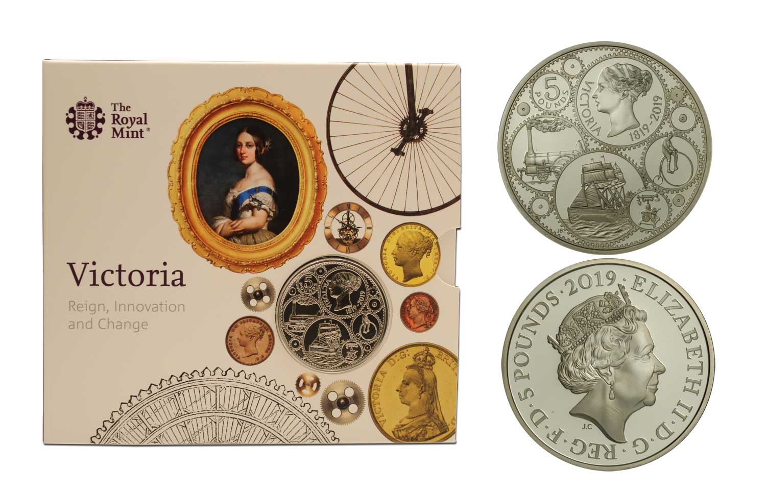 "200 anniversario della nascita della Regina Vittoria" - moneta da 5 sterline in nickel in folder