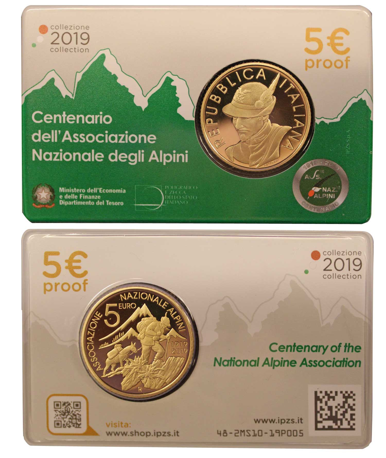 "Centenario dell'Associazione Nazionale Alpini"- Moneta da 5 euro in blister ufficiale