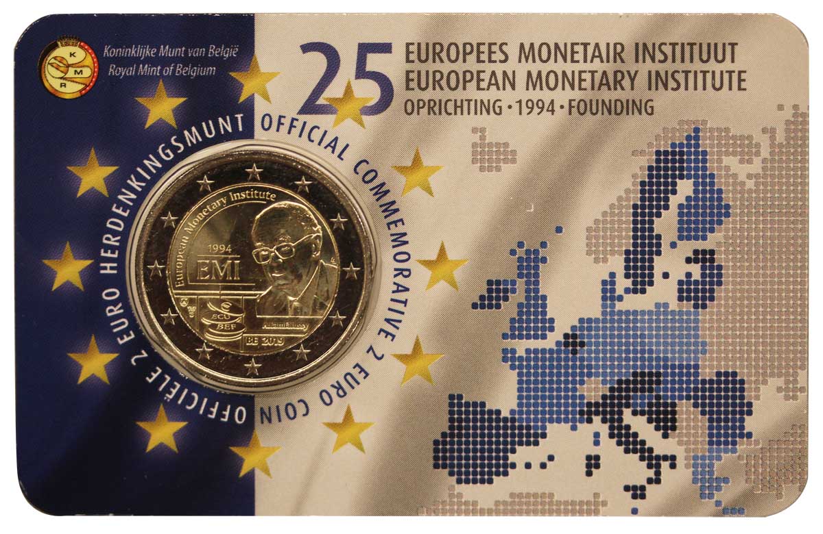 "25 Anniversario dell'Istituto Monetario Europeo" - moneta da 2 euro in blister