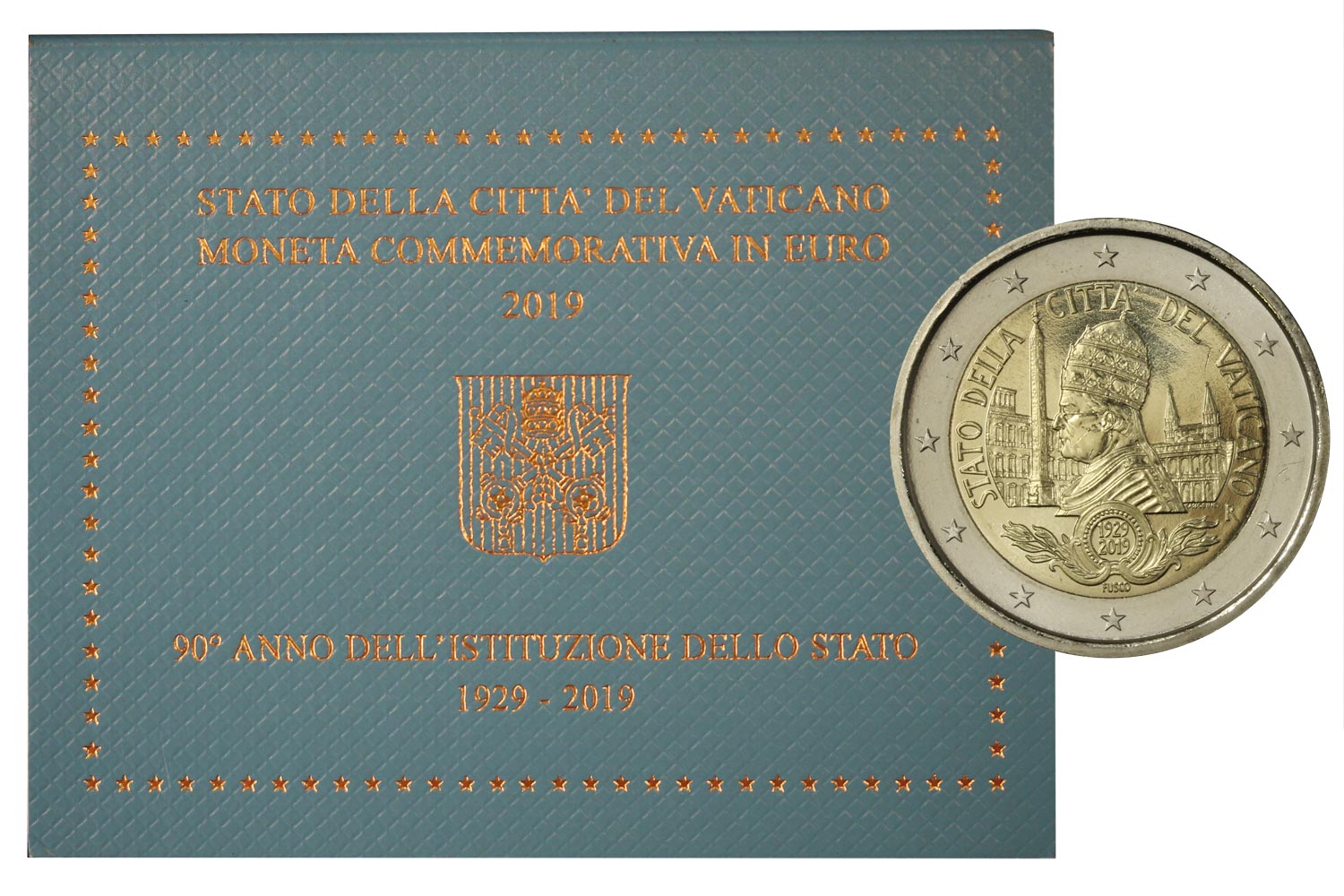 90° anno dell'istituzione dello Stato Città del Vaticano - 2 Euro in confezione ufficiale