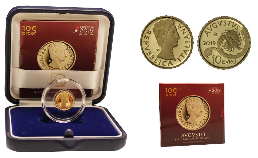 "Imperatori Romani: Augusto" - 10 Euro gr. 3,00 in oro 900/000 - Tiratura: 1000 pz.