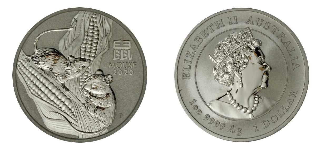 Calendario cinese III Tipo - Anno del Topo - moneta da 1 dollaro gr. 31,103 in ag. 999/000