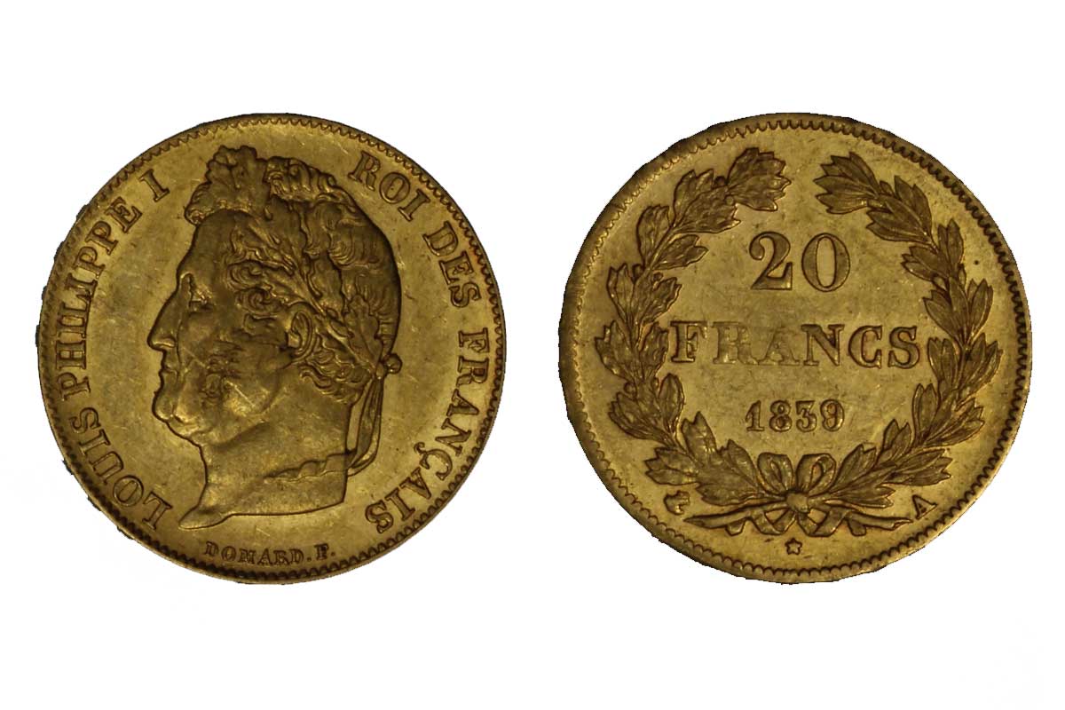 Luigi Filippo I - 20 franchi gr. 6,45 in oro 900/ 