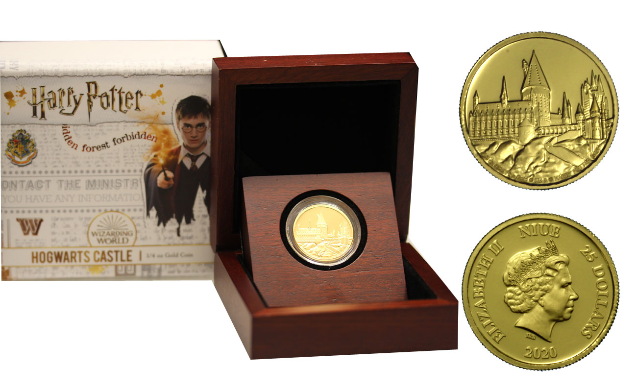 "Harry Potter e il castello di Hogwarts" - Moneta da 25 dollari gr.7,78 in oro 999/000 - Tiratura limitata 500 pezzi