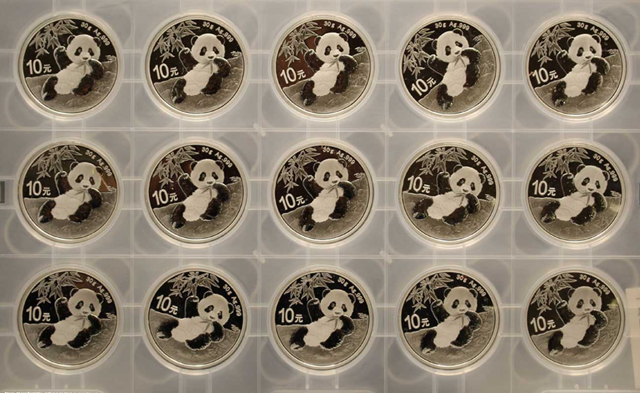 Panda 10 Yuan gr. 30,00 in ag. 999/000 - Lotto di 15 pezzi 