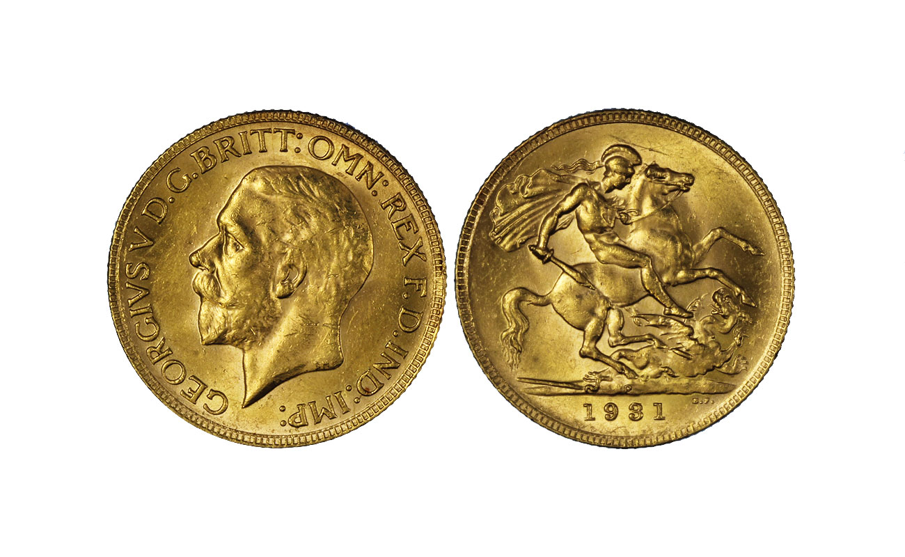 Re Giorgio V - Sterlina zecca di Perth gr. 7,98 in oro 917/