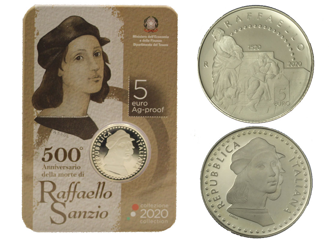 "500 Anniversario della morte di Raffaello Sanzio" - 5 euro in arg. 925/000