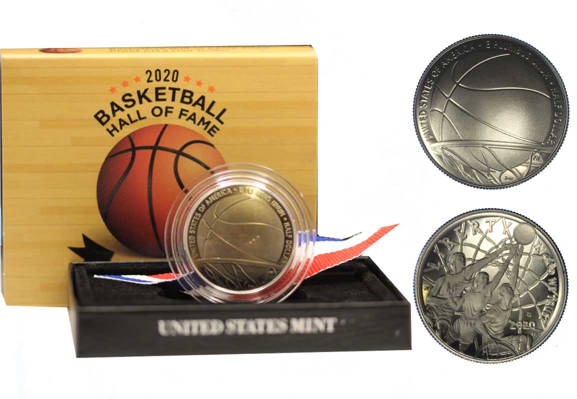 "Basket Hall of Fame" - Moneta concava da 1/2 dollaro in nickel