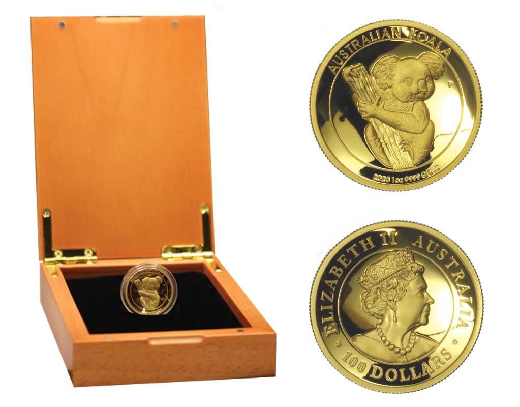 "Koala" - 100 Dollari in altorilievo gr. 31,10 in oro 999/000 - Tiratura 200 pezzi