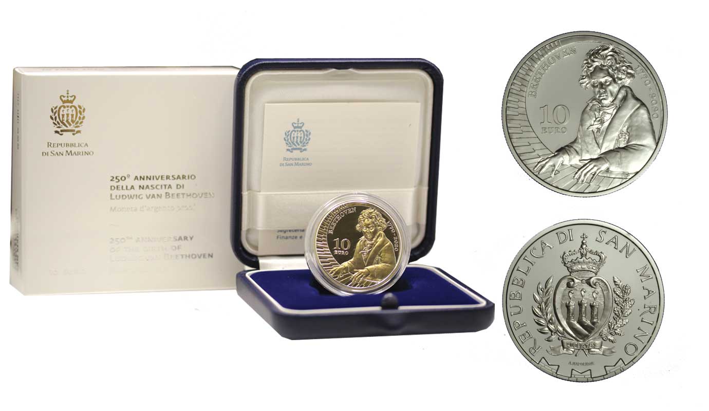"Beethoven" - moneta da 10 euro gr.22,40 ag 925/000