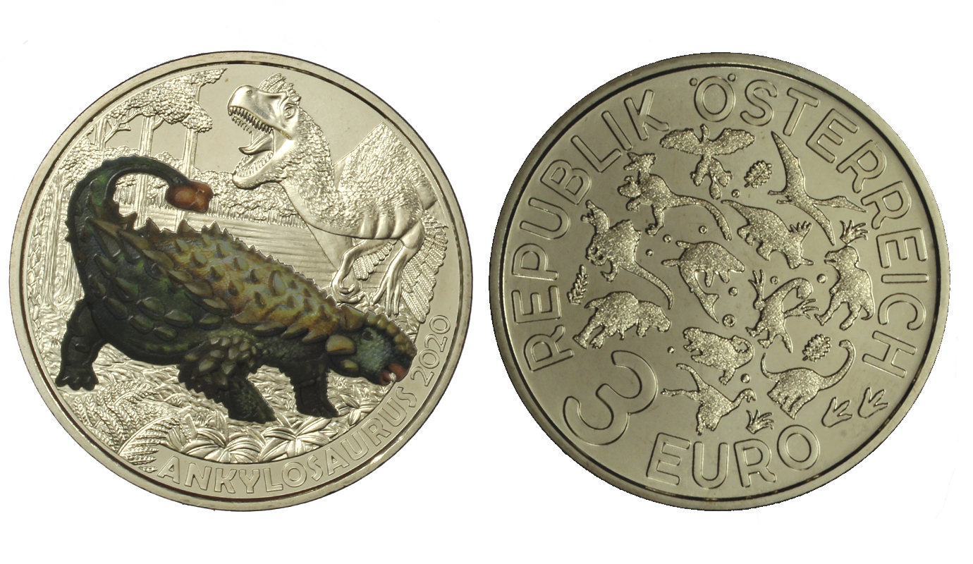 "Serie Dinosauri: Anchilosauro" - 3 euro con dettagli smaltati e fluorescenza