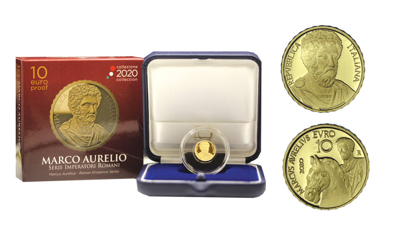 "Imperatori Romani: Marco Aurelio" - 10 Euro gr. 3,00 in oro 900/000 - Tiratura 1000 pezzi