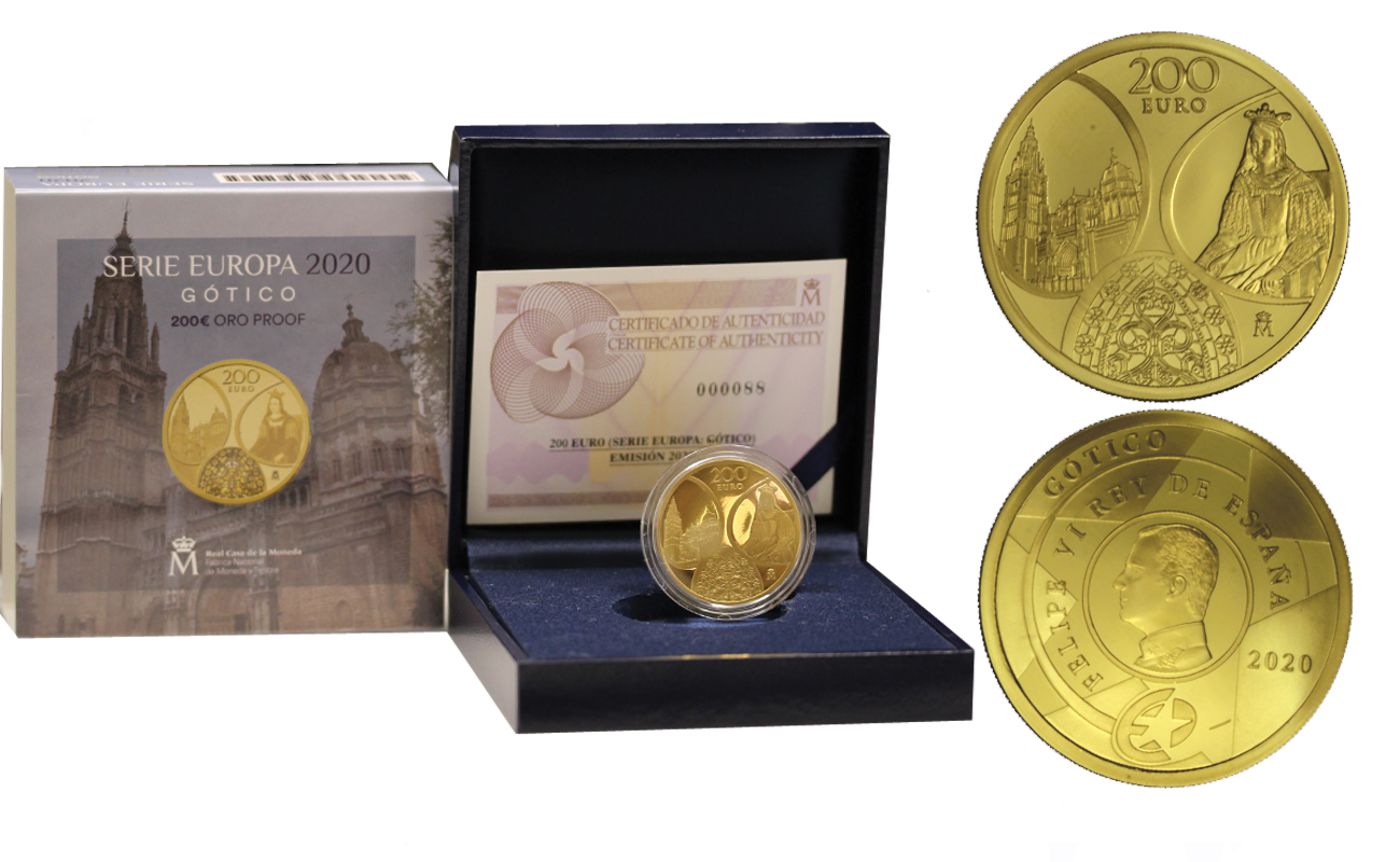 "Gotico - Serie Europa Star" - 200 euro gr. 13,50 in oro 999/000 - Tiratura 2500 pezzi