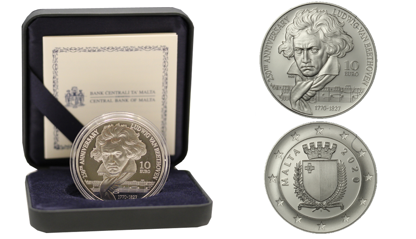 "Ludwig van Beethoven" - Moneta da 10 euro gr. 28,28 in argento 925/000