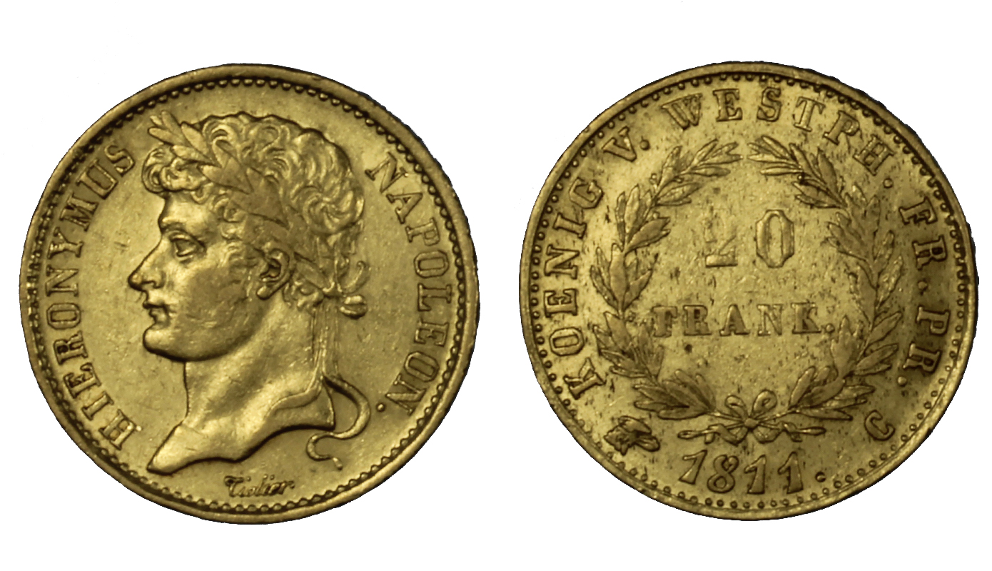 Koenig Gerolamo Napoleone - 20 Franchi gr. 6,45 in oro 900/