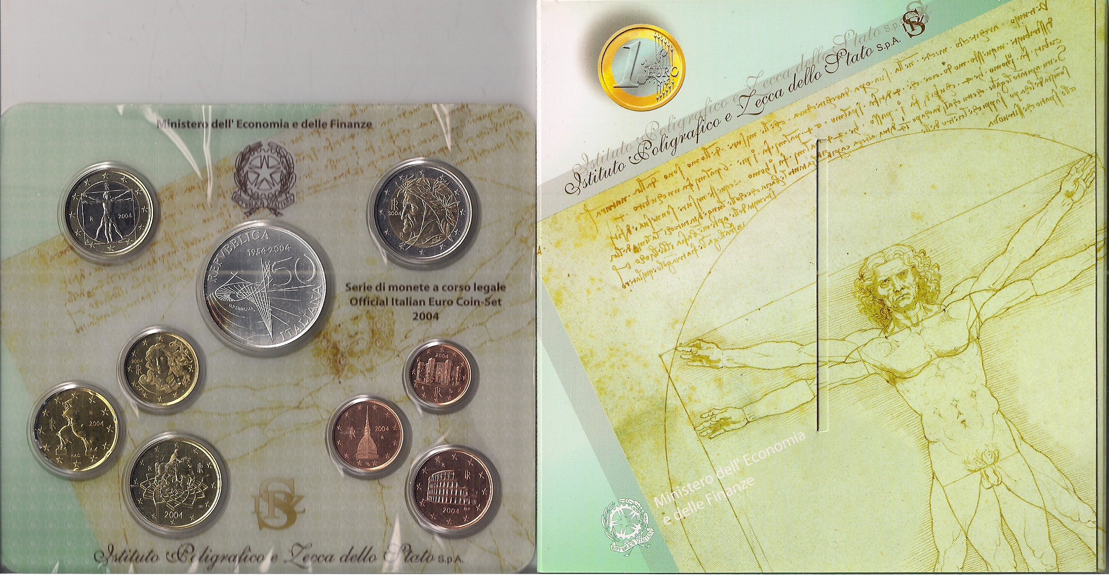Serie completa di 9 monete in confezione ufficiale con moneta da 5 euro in Ag "50 Anniv. Trasmissioni Televisive" - lotto di 5 serie