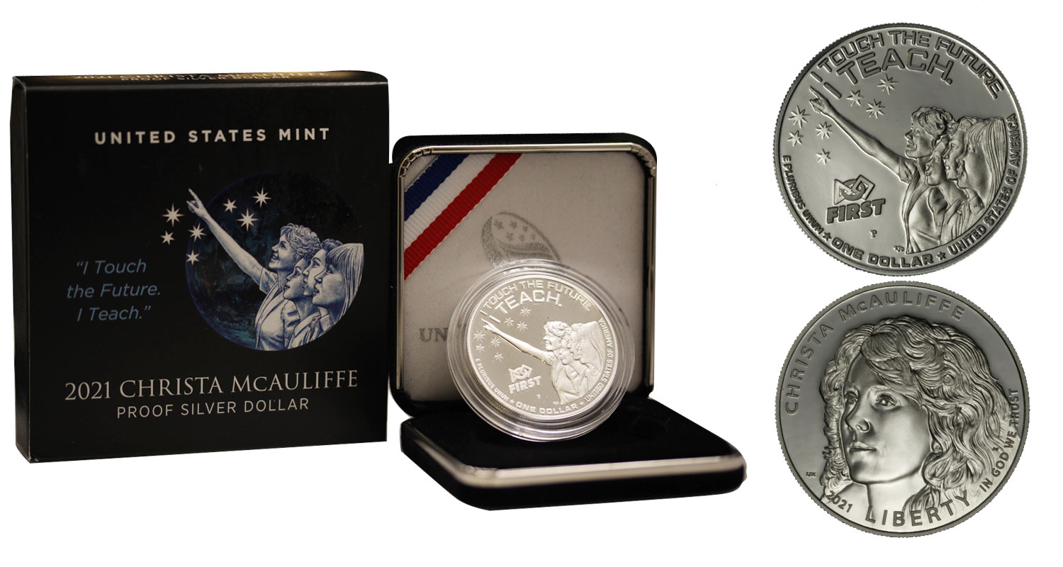 "Christa McAuliffe" - Moneta da 1 dollaro gr. 26,73 in ag.999/000