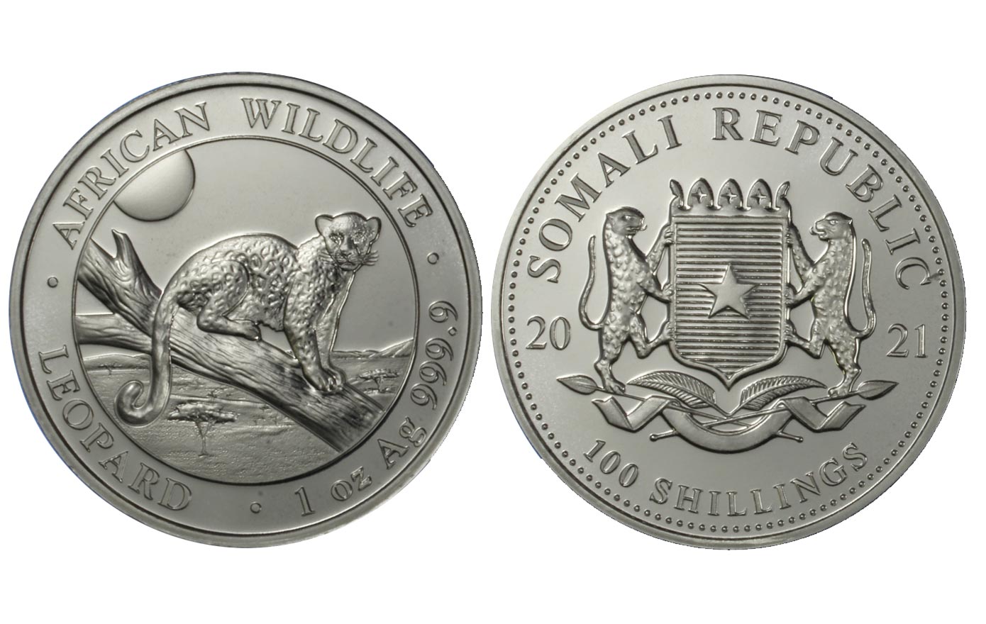 "Leopardo" - moneta da 100 Scellini (1 oncia) gr. 31,10 in ag.999/000