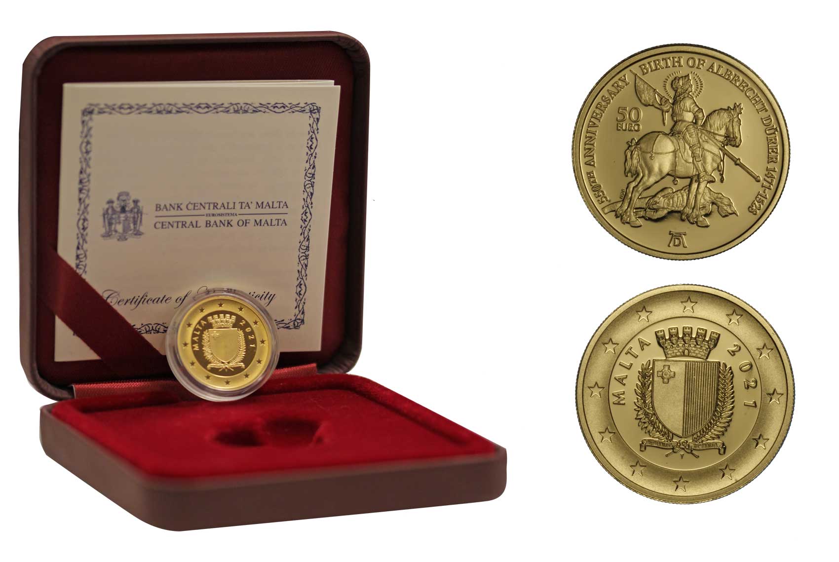 "550 anniversario nascita di Albrecht Drer" - 50 euro gr. 6,50 in oro 916/000 - Tiratura 400 pezzi
