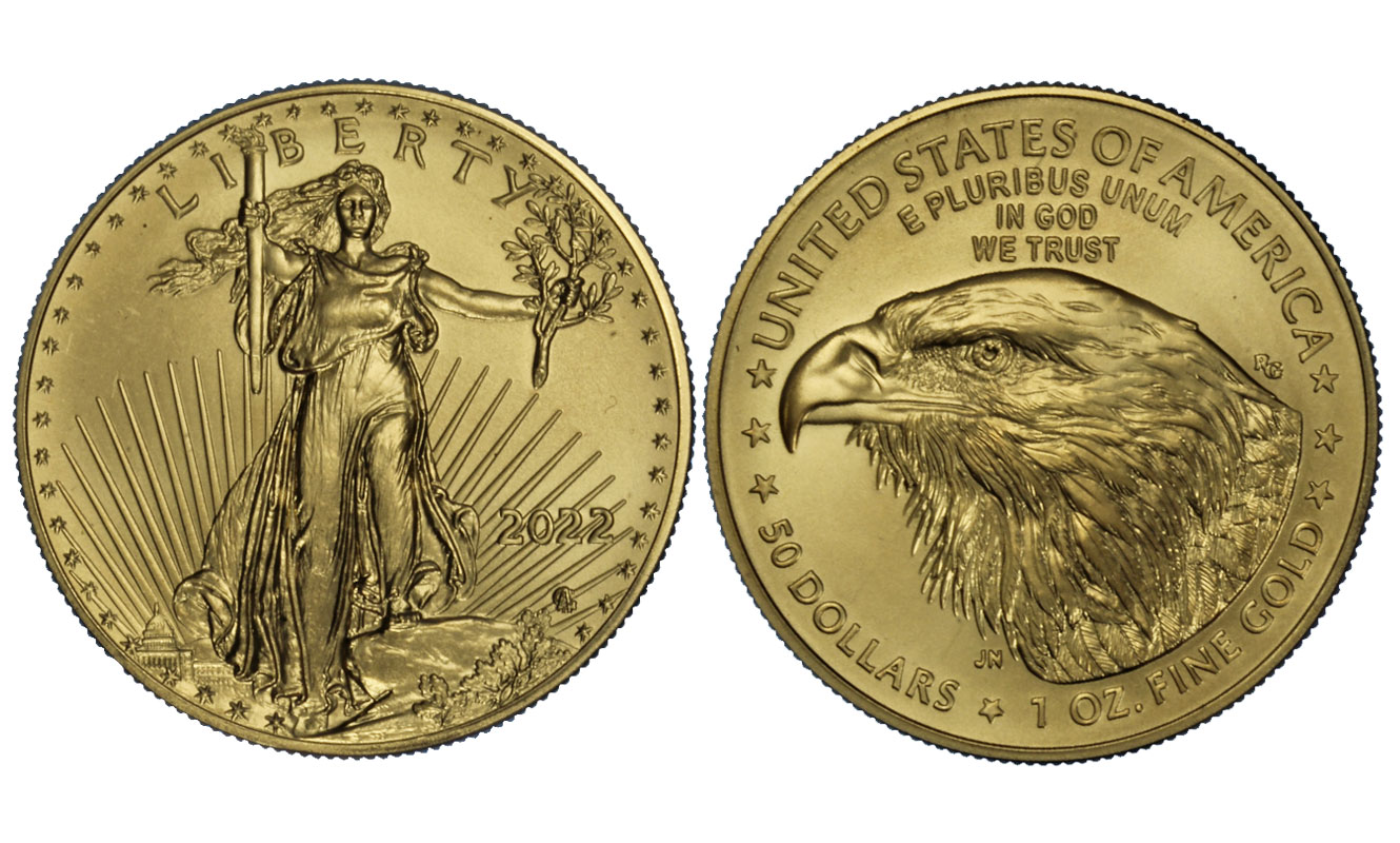 American Eagle, NUOVO DISEGNO - 50 dollari gr. 33,931 in oro 917/000