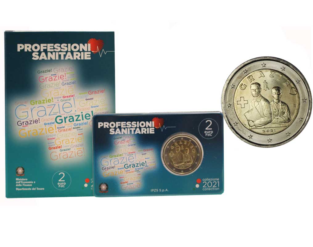 Monete da collezione - Italia - Repubblica italiana Euro - 2 Euro  commemorativi FDC - Italia - Professioni Sanitarie - moneta da 2 euro in  confezione ufficiale