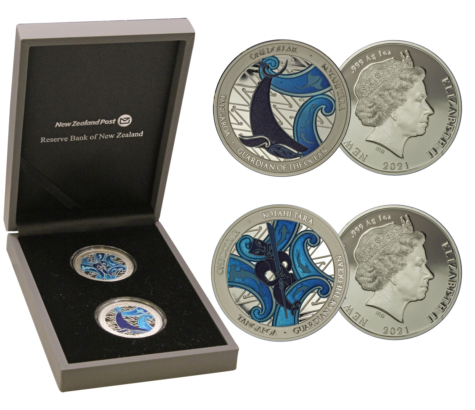 "Tangaroa - Guardiano degli oceani" - Set di 2 monete da un oncia in ag. 999/000 - Tiratura limitata 400 pezzi 